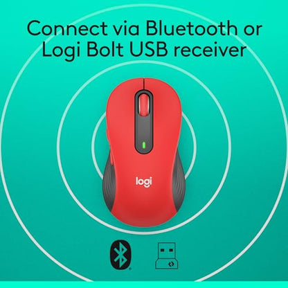 Logitech Signature M650 L Full Size Wireless Mouse Large Sized Hands - Red - color: Classic Red