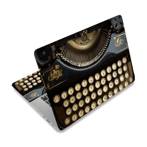 PLIGREAT Vintage Typewriter Laptop Decal Sticker Skin Cover, Laptop Stickers Decal Fits 12" 13" 13.3" 14" 15" Laptops Universal Removable Vinyl Notebook Art Protector - color: Vintage Typewriter