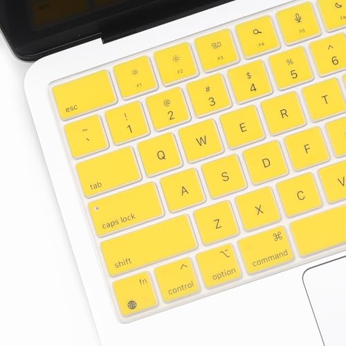 2 Pack Keyboard Cover for 2026 MacBook Neo 13" (Touch ID) & MacBook Pro 14"/16" M5-M1 Pro/Max, M5-M2 & MacBook Air 13"/15" M5-M1, Keyboard Protective Skin US Layout-Yellow - color: yellow+TPU