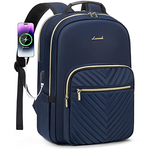 LOVEVOOK Laptop Backpack for Women 15.6 inch,Cute Womens Travel Backpack Purse,Professional Laptop Computer Bag,Waterproof Work Business College Teacher Bags Carry on Backpack with USB Port,Navy Blue - color: Navy Blue, size: 15.6 inch