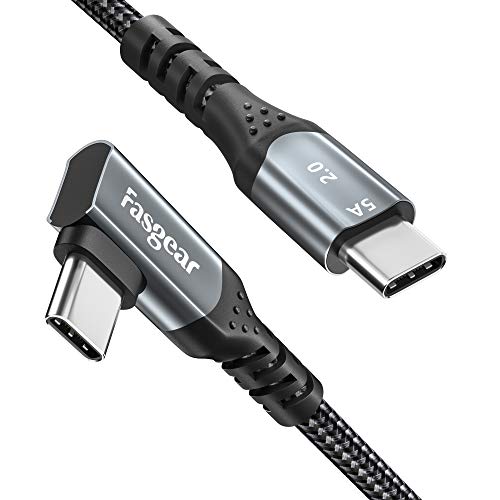 Fasgear USB C to USB C Cable, 3ft/1m, Black | 100W 5A PD QC Fast Charging, Nylon Braided, E-marker, Compatible with M1 Mac-Book Pro, iPad Mini 6, Galaxy S22/ Note 21 - color: Black, size: 3 ft