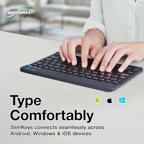 BoxWave Keyboard Compatible with UPERFECT Y Portable Monitor Freestanding Touchscreen (15.6 in) - SlimKeys Bluetooth Keyboard, Portable Thin with Chiclet-Style Keys - Jet Black