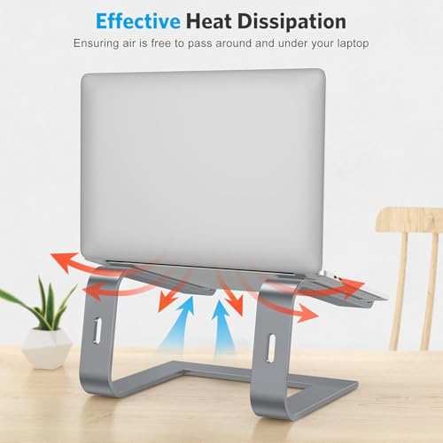 OMOTON Laptop Stand, Detachable Mount for MacBook Air/Pro Dell HP Grey | 11-17" Laptop Holder for Desk, Notebook Computer Mount, Lightweight Cooling for Desk, Ergonomic Home Office - color: Grey