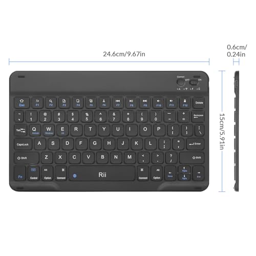 Rii Bluetooth Keyboard, Slim Wireless Keyboard with Type-C Charging, Portable Keyboard for iPad Mac Windows Android Tablets Samsung Tablet Laptop Smartphone