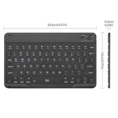 Rii Bluetooth Keyboard, Slim Wireless Keyboard with Type-C Charging, Portable Keyboard for iPad Mac Windows Android Tablets Samsung Tablet Laptop Smartphone