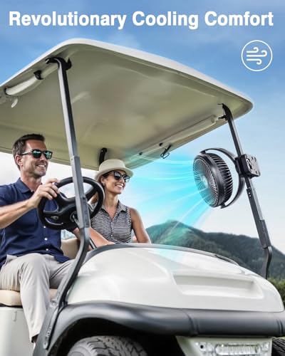 FRIZCOL 20000mAh 8 Inch Portable Clip On Fan,Battery Operated Golf Cart Fan with Lights, USB Fans Small Desk Fans Personal Quiet Fans for Office Stroller Bedroom and Camping