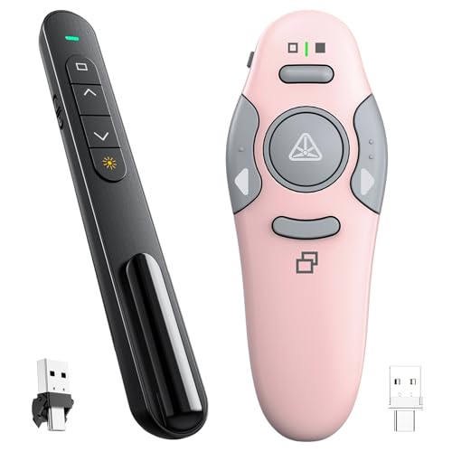 QUI Presenter Clicker USB A&C Bundle | Pen-Shaped Black & Remote-Shaped Pink