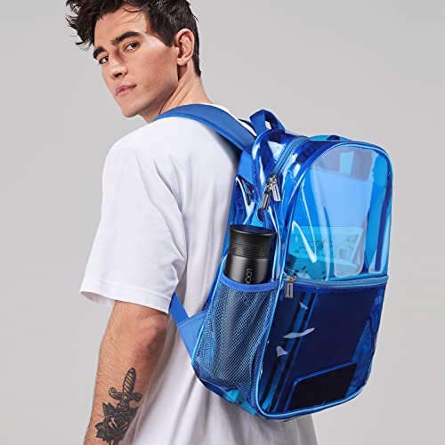 Clear Backpack Heavy Duty TPU Transparent Backpack for Sports,Work,Security Travel. - color: Blue