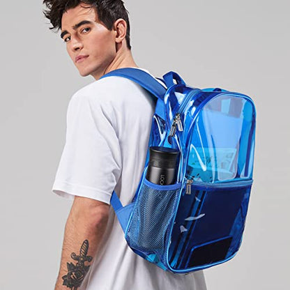 Clear Backpack Heavy Duty TPU Transparent Backpack for Sports,Work,Security Travel. - color: Blue