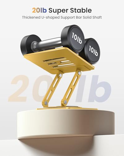 LOXP Adjustable Tablet Stand, 360 Rotating iPad Stand with Heavy-Duty Base | Perfect for Travel, Desk, Office, 4.7-16.9" Device, iPad Pro Air Mini, Kindle, Surface Tablet, Portable Monitors - Gold - color: Gold