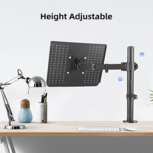 suptek Single Laptop Notebook Desk Mount with Tray for 13-27 inch Computer Screen, Fully Adjustable Laptop Desk Arm for Notebook up to 17’’, Weight up to 15.6 lbs - style: Single laptop mount