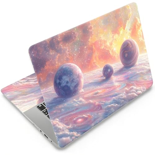 12.1-15.6 Inch Universal Reusable Laptop Skin Sticker Decal, Waterproof Removable Protector for Notebook Cover, Scratch-Resistant Vinyl Cuttable Full Wrap Sticker, Pink Purple Dreamy Planet Cloud - color: Pink Purple Dreamy Planet Cloud