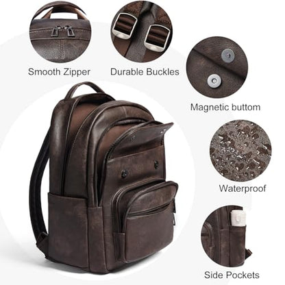 Leresas Backpack Purse for Women Mens for Work Laptop Travel Business Back Pack Vegan Leather Fashion College Computer Teacher Bag Daypack Coffee - color: Coffee