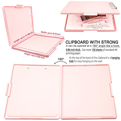 SFLHHDM Clipboards with Storage, Storage Clipboard with Low Profile Clip, A4 Binder Clipboard Folder, Waterproof Nursing Clipboard, Smooth Writing Clip Board Office Supplies (Side Opening-Pink) - color: Side Opening-pink