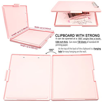 SFLHHDM Clipboards with Storage, Storage Clipboard with Low Profile Clip, A4 Binder Clipboard Folder, Waterproof Nursing Clipboard, Smooth Writing Clip Board Office Supplies (Side Opening-Pink) - color: Side Opening-pink