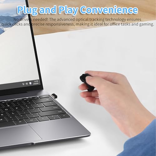 Mini Bluetooth Wireless Mouse Dual Mode Finger & Ring Touchpad Design, Rechargeable with Charging Case for PC, Laptops, Tablets & Smartphones – Ideal for Remote Control, Page Turning,Travel (Black) - color: Black