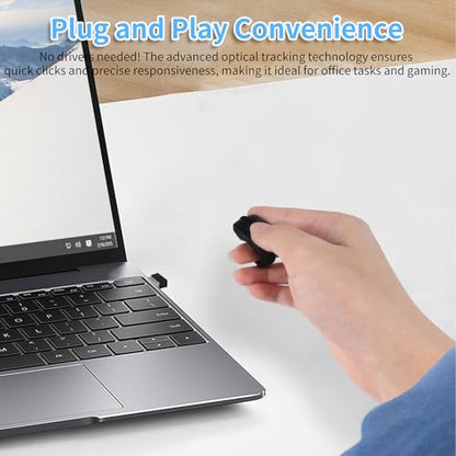 Mini Bluetooth Wireless Mouse Dual Mode Finger & Ring Touchpad Design, Rechargeable with Charging Case for PC, Laptops, Tablets & Smartphones – Ideal for Remote Control, Page Turning,Travel (Black) - color: Black