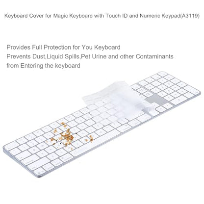 Ultra Thin TPU Keyboard Cover Protector Skin for 2024 Apple Magic Keyboard with Numeric Keypad Touch ID A3119