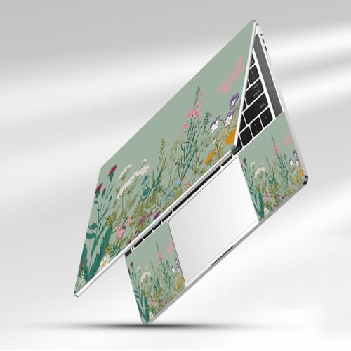 15-15.6 inches Netbook Laptop Skin Sticker Decal Reusable Cover Protector for 11.6 12 13 13.3 14 15 15.4 Notebook Chromebook PC, Scratch-Resistant Waterproof I Sage Green Wildflower Blooms - color: Sage Green Wildflower Blooms