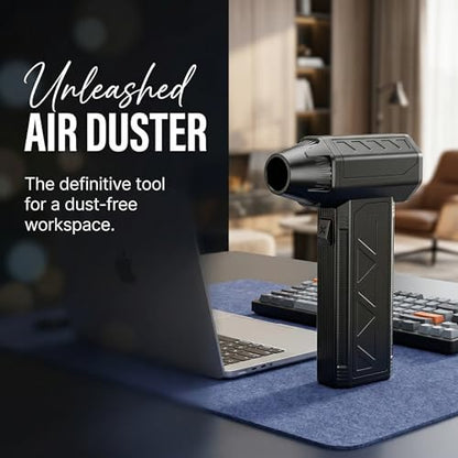 Mini Air Blower 4-in-1 130K RPM Turbo Fan - Cordless Duster PC | 120g thrust, 3-speed, 4 nozzles, USB-C, ultra quiet. 4-pc kit + waterproof bag. For PC, keyboard, car, camping.