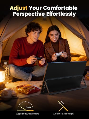 UPERFECT QLED Portable Gaming Monitor 500Hz 24.5'' Monitor, FreeSync 0.1ms, 125%sRGB 2000:1 600Nits, Built-in Stand, Speaker and VESA Mountable DP1.4 USB C HDMI Second Screen for Laptop, Game Console - size: 24.5''