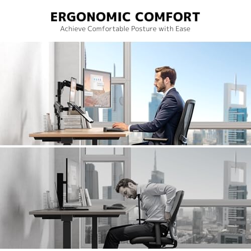PUTORSEN Laptop Arm Mount for up to 35'' Monitors, Laptop Tray for Max 18'' Notebook, Fully Adjustable Spring Laptop Desk Mount Holds Max 19.8lbs, VESA 75x75/100x100 mm