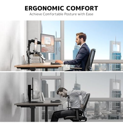 PUTORSEN Laptop Arm Mount for up to 35'' Monitors, Laptop Tray for Max 18'' Notebook, Fully Adjustable Spring Laptop Desk Mount Holds Max 19.8lbs, VESA 75x75/100x100 mm