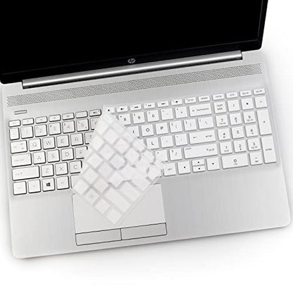 2PCS Keyboard Cover for HP Laptop 15.6 15-dy 15-dw 15-da/db 15-bs/bw 15-ef 15t 15z 15t-dy200 15-dy2021nr dy2024nr 15-dw3013/3033dx 15-eb0043dx eb1043dx /HP 17t 17-bs 17-ca 17-by - color: White+Clear