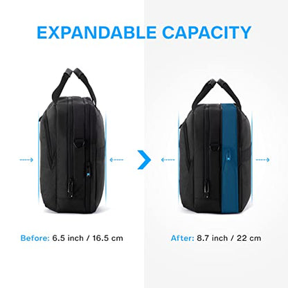 BAGSMART 17.3 Inch Laptop Bag Expandable Computer Bag Briefcase, Black | Men Women Laptop Shoulder Bag,Work Bag Business Travel Office - color: Black-17.3 Inch