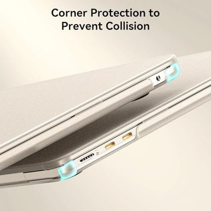 BlueSwan Matte Case for MacBook Air 15 inch M5 M4 M3 M2 Chip 2026-2023 | 100% Color Match, Anti Fingerprint & Scratch, Grippy Finish, Protective Hard Shell, Ultra Thin, Easy Snap-On - color: Starlight Clear