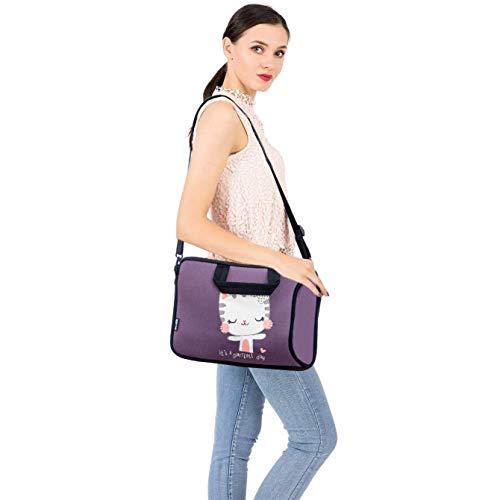 11 11.6 12 12.5 13 inches Case Laptop/Chromebook/Notebook PC Tablet Travel Case Neoprene Handle Sleeve with Shoulder (11-13.3 inch, Cute Cat) - color: Cute Cat, size: 11-13.3 inch