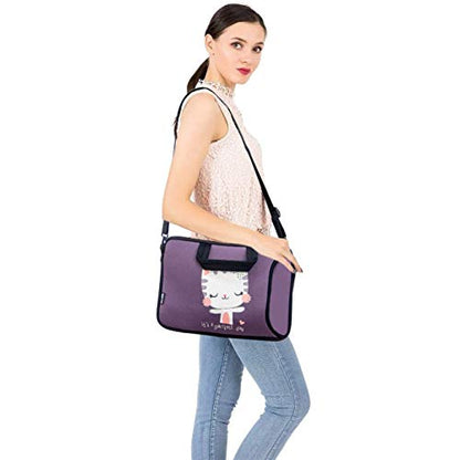 11 11.6 12 12.5 13 inches Case Laptop/Chromebook/Notebook PC Tablet Travel Case Neoprene Handle Sleeve with Shoulder (11-13.3 inch, Cute Cat) - color: Cute Cat, size: 11-13.3 inch