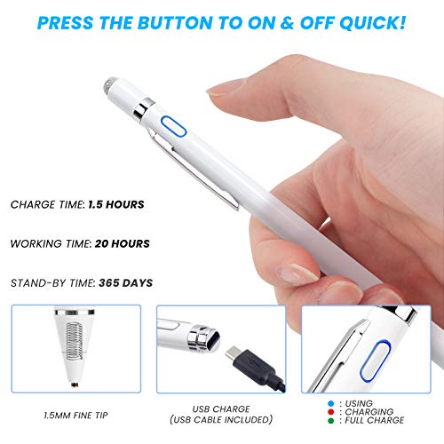 Stylus Pen for Samsung Galaxy Tab A 10.1 2022, EDIVIA Digital Pencil with 1.5mm Ultra Fine Tip Pens for Samsung Galaxy Tab A 10.1/10.5/8 Inch Stylus, White