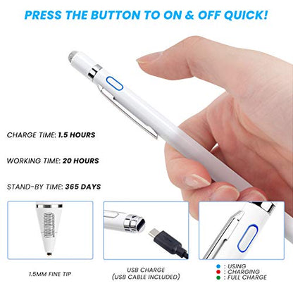 Stylus Pen for Samsung Galaxy Tab A 10.1 2022, EDIVIA Digital Pencil with 1.5mm Ultra Fine Tip Pens for Samsung Galaxy Tab A 10.1/10.5/8 Inch Stylus, White