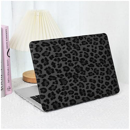 for MacBook Neo Case 13-inch 2026 A3404, Black Leopard Print | Textured Cheetah Leather Laptop Cover with Logo Cutout, Slim Two-Piece Snap On Shell Includes Matching Keyboard Cover - color: Leopard Black