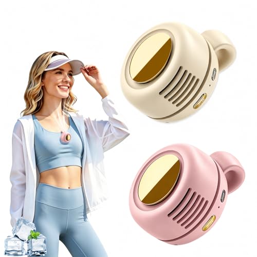 Portable Clip-On Fan, Mini Bladeless Waist Fan, 5100RPM 25dB Ultra-Quiet 3-Speed Rechargeable Small Whirlwind Fan, Hands-Free Personal Cooling for Outdoor Travel Office Camping with USB-C - color: White-Pink