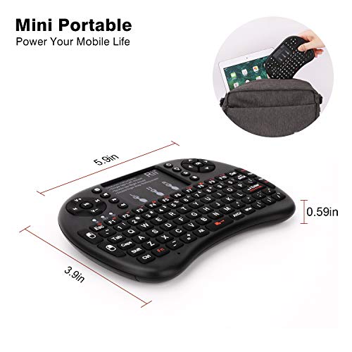 (Upgraded)Rii 2.4GHz Mini Wireless Keyboard with Touchpad,QWERTY,LED Backlit,Portable Keyboard for laptop/PC/Tablets/Windows/Mac/TV/Xbox/PS3/Raspberry Pi .(i8+ Black) - color: Black