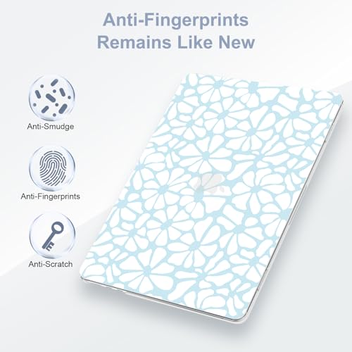 G JGOO Compatible with MacBook Air 13 inch Case 2026 2025-2022 M5 A3449 M4 A3240 M3 A3113 M2 A2681, Plastic Hard Shell for MacBook Air 13.6 inch Case + Keyboard Cover + Screen Protector, Blue Flower - color: Abstract Blue Flower