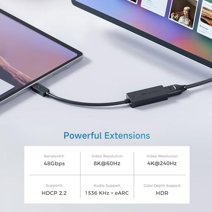 Cable Matters [Designed for Microsoft Surface] USB C to HDMI 2.1 Adapter | 4K@240Hz / 8K@60Hz HDR, Compatible with Surface Pro/Laptop/Book with USB-C or Thunderbolt 4