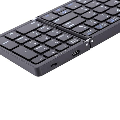 Wireless Keyboard and Mouse Set, Foldable Bluetooth Keyboard with Number Pad, Rechargeable Portable Combo for Smartphone Tablet Laptop