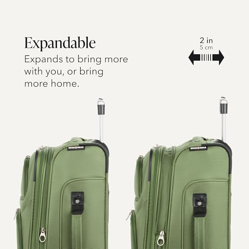 SWISSGEAR Sion Softside Expandable Spinner Luggage Durable Lightweight Travel Suitcase, Evergreen, 2-Piece Set (Carry-On/Large) - color: Evergreen, size: 2-Piece Set (Carry-On/Large)