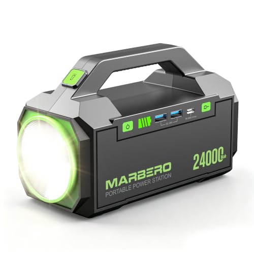 MARBERO Portable Charger Power Bank 24,000mAh Portable Power Station 88.8Wh Solar Generator 60W Power Bank with USB QC3.0/PD3.0 Output for Camping Emergency Travel Fishing Outdoor Exploration - color: Green