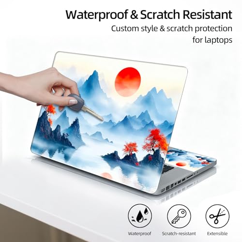 Universal Laptop Skin Sticker Decal, 12"-15.6" Aesthetic Vinyl Wrap, Japanese Mountain Sunset Waterproof Notebook Cover Art Protector for MacBook HP Dell Lenovo, Fits 13" 14" 15" 15.6" - color: Japanese Mountain Sunset