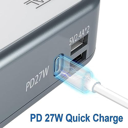 FOVAL 200W Car Power Inverter, DC 12V to 110V AC Car Laptop Charger Fast Charger Converter with [27W PD USB-C] & Dual USB Ports Multi-Protection Car Outlet Adapter Power Inverter for Vehicles