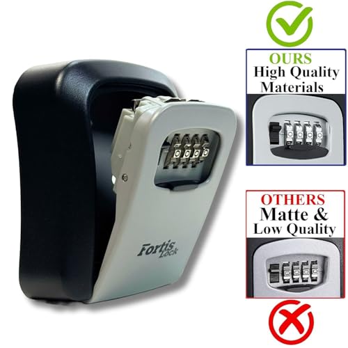 Box for Keys with Code, Wall Mount Combination Key Lock Box, 4-Digit Resettable, Weather-Resistant Outdoor Metal Lockbox, Large Capacity Key Safe