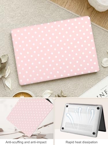 Voidborne Compatible with MacBook Neo 13 inch Case 2026 Release Model A3404 with A18 Pro Chip,White Polka Dots Design Leather Plastic Hard Shell Protective Case for Neo 13 inch + Keyboard Cover,Pink - color: Pink-Polka Dots