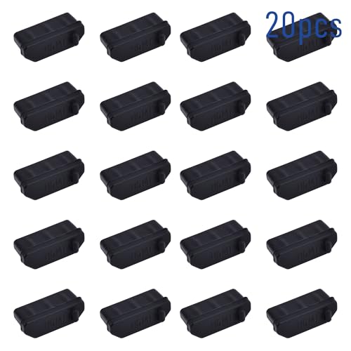 20 PCS HDMI Port Anti-dust Plugs, Silicone Covers Caps Stoppers, Port Protector for TV,Computer, Other Devices, 0.51 x 0.19 (LxW) - size: HDMI/Black/20 PCS