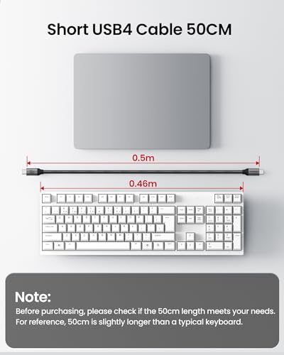 Silkland USB 4 Cable for Thunderbolt 4 Cable, 40Gbps Data Transfer, 240W Fast Charging, Supports 8K/5K@60Hz, 4K@240Hz, USB C Thunderbolt Cable 1.6FT, Compatible for MacBook, iPhone 17/16, SSD, Docking - size: 1.6FT