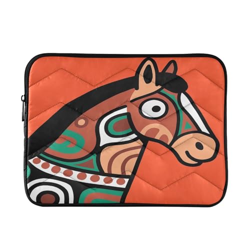 Patterned Horse Red Waterproof Laptop Sleeves 14-16 Inch Padded Quilted Laptop Protector Bag Notebook Case - color: Patterned Horse Red, size: Large