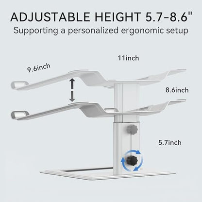 SOUNDANCE Adjustable Laptop Stand for Desk, Computer Stand, Ergonomic Laptop Riser Holder Compatible with 10 to 17.3 Inches Notebook PC Computer, Aluminum Silver - color: Silver